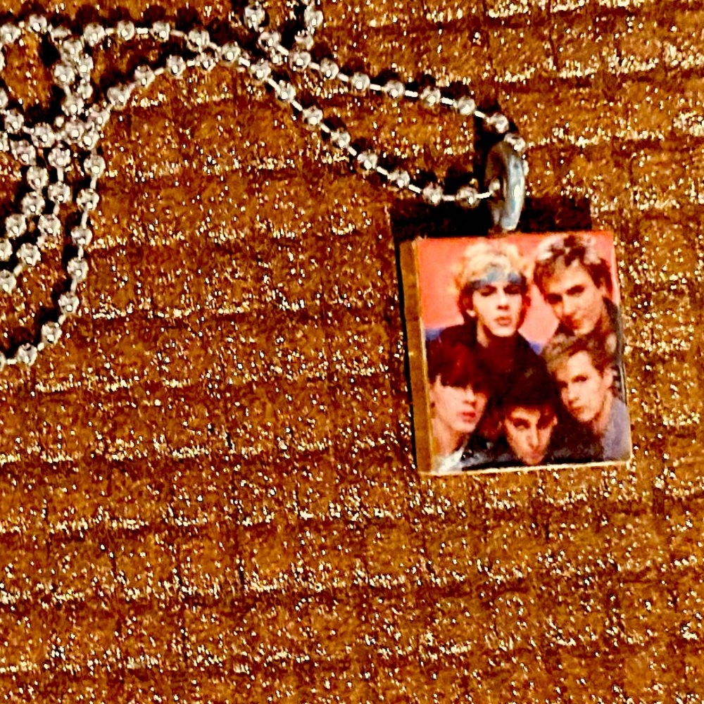 DURAN DURAN TILE GAME PIECE NECKLACE SILVER 18 “ chain! HANDMADE TILE PIECE D2 😻